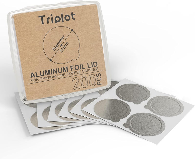Triplot Tiplot Aluminum Lids for Reusable Nespresso OriginalLines Capsules 200pcs,Self Adhesive Foil Sticker Seals 200pcs for Refillable Coffee Pods Stainless Compatible Nespresso Original Line Machines. - Image 1